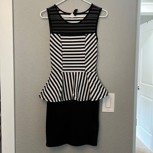 Black & white striped Peplum dress